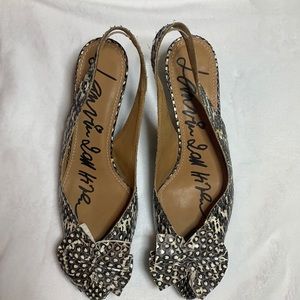 Lanvin Snakeskin Kitten Heel Slingbacks